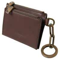 Thumbnail for Dolce & Gabbana Elegant Brown Leather Coin Purse Wallet - Luxour