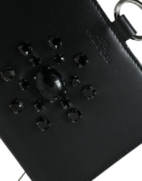 Thumbnail for Dolce & Gabbana Elegant Crystal - Embellished Leather Card Holder - Luxour