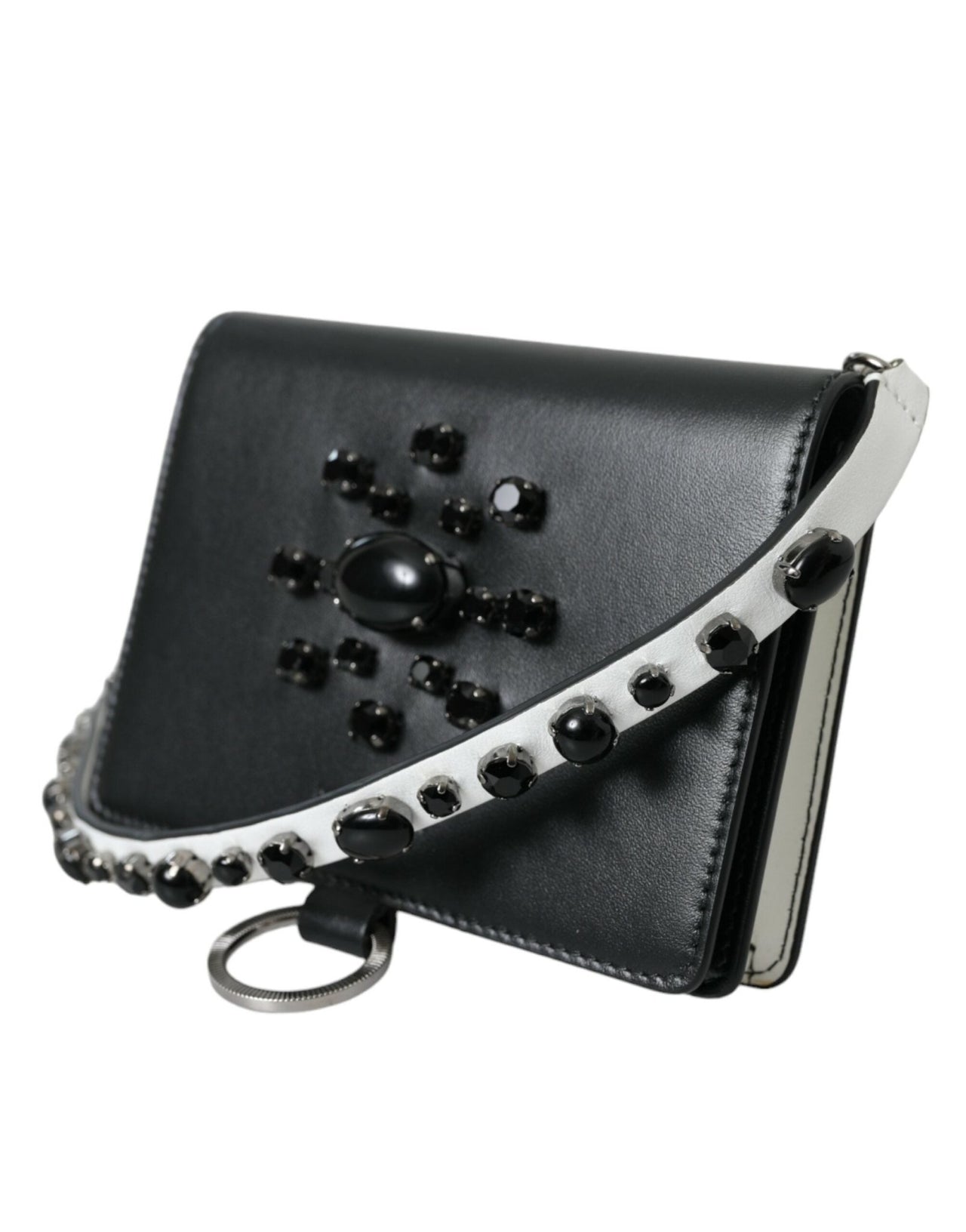 Dolce & Gabbana Elegant Crystal - Embellished Leather Card Holder - Luxour