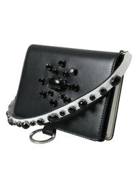 Thumbnail for Dolce & Gabbana Elegant Crystal - Embellished Leather Card Holder - Luxour