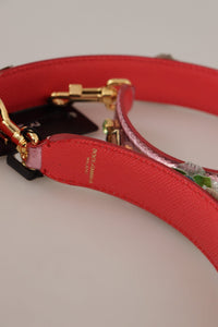 Thumbnail for Dolce & Gabbana Elegant Metallic Pink Leather Shoulder Strap - Luxour