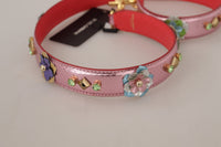 Thumbnail for Dolce & Gabbana Elegant Metallic Pink Leather Shoulder Strap - Luxour