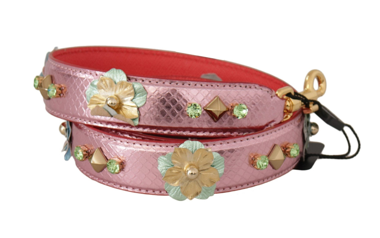 Dolce & Gabbana Elegant Metallic Pink Leather Shoulder Strap - Luxour