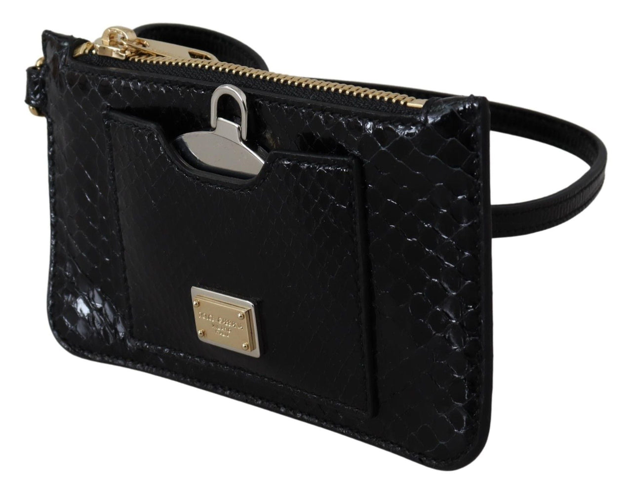 Luxour, Dolce & Gabbana Elegant Python Pattern Leather Wristlet Wallet, 