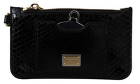 Thumbnail for Dolce & Gabbana Elegant Python Pattern Leather Wristlet Wallet - Luxour