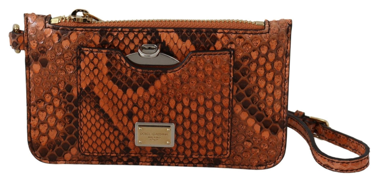 Dolce & Gabbana Elegant Python Patterned Leather Wristlet - Luxour