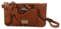 Thumbnail for Dolce & Gabbana Elegant Python Patterned Leather Wristlet - Luxour