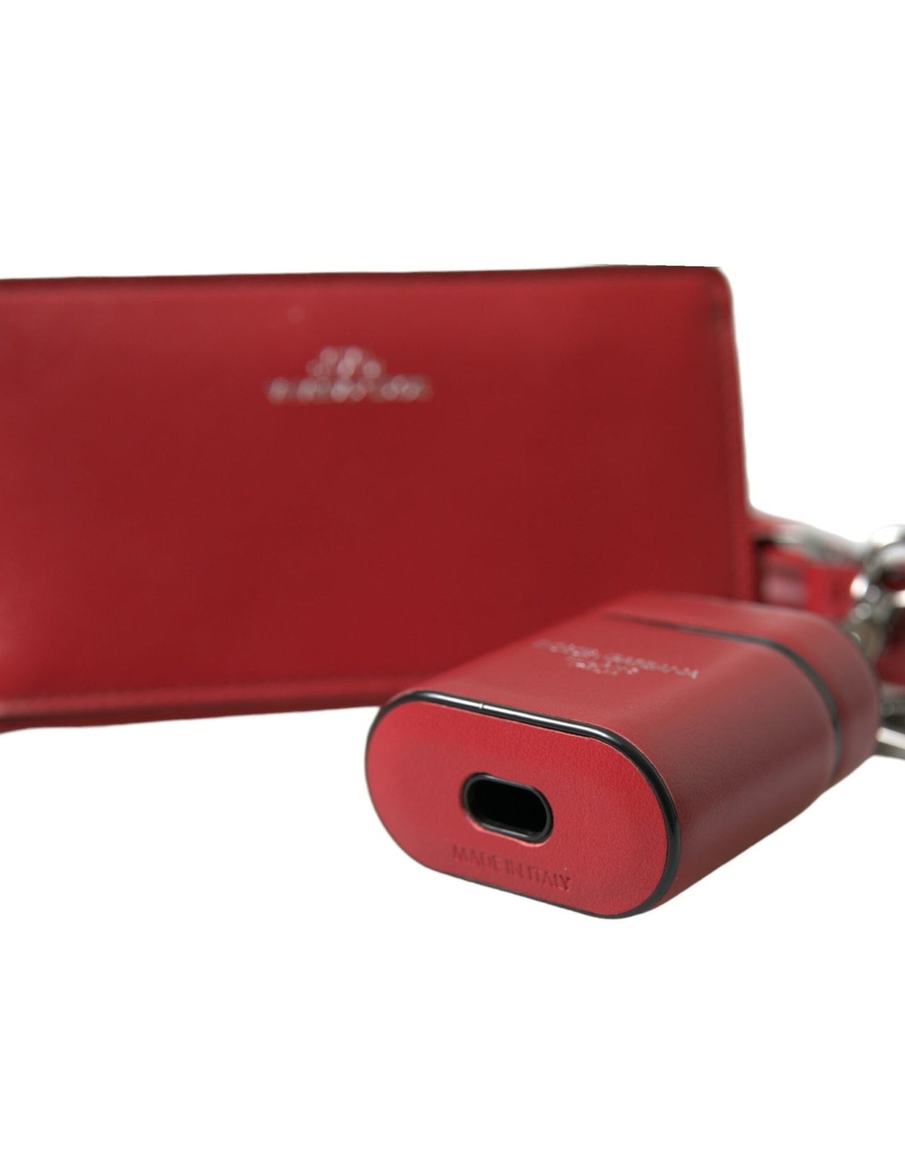 Dolce & Gabbana Elegant Red Leather Airpods Case - Luxour