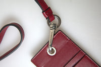 Thumbnail for Dolce & Gabbana Elegant Red Leather Cardholder with Lanyard - Luxour