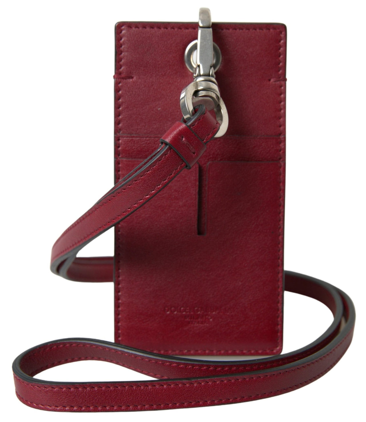 Dolce & Gabbana Elegant Red Leather Cardholder with Lanyard - Luxour