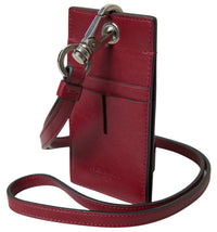 Thumbnail for Dolce & Gabbana Elegant Red Leather Cardholder with Lanyard - Luxour