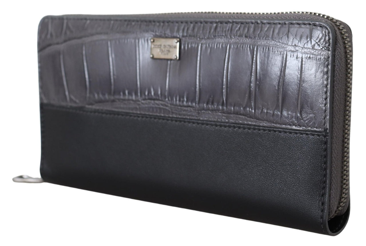 Dolce & Gabbana Elegant Textured Leather Zip - Around Wallet - Luxour