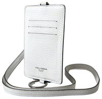 Thumbnail for Dolce & Gabbana Elegant White Leather Cardholder Lanyard - Luxour