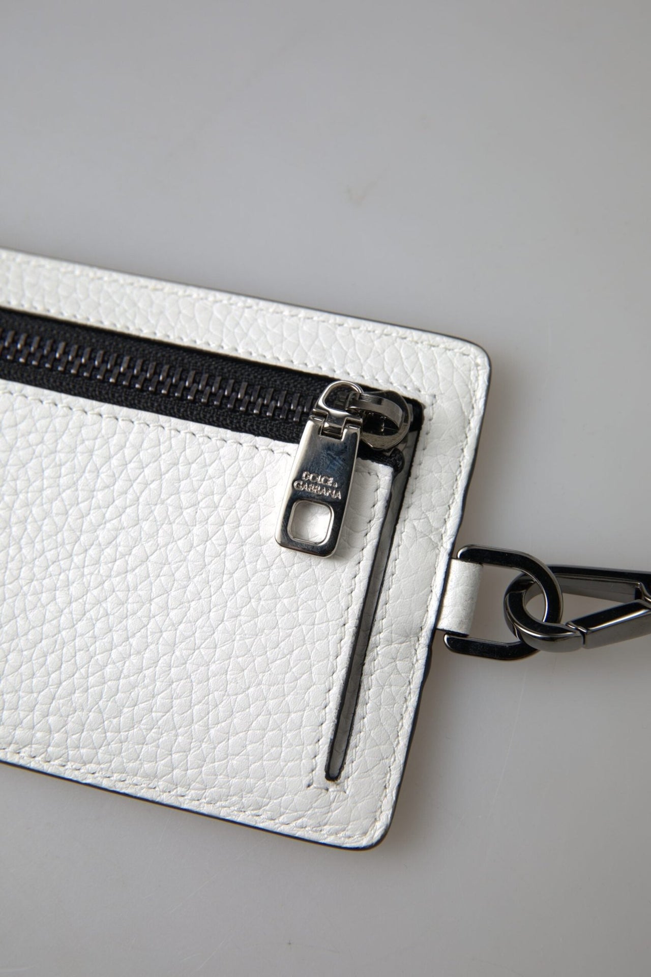 Dolce & Gabbana Elegant White Leather Cardholder Lanyard - Luxour