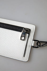 Thumbnail for Dolce & Gabbana Elegant White Leather Cardholder Lanyard - Luxour