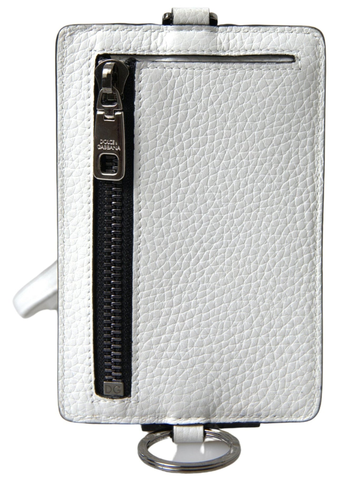 Dolce & Gabbana Elegant White Leather Cardholder Lanyard - Luxour