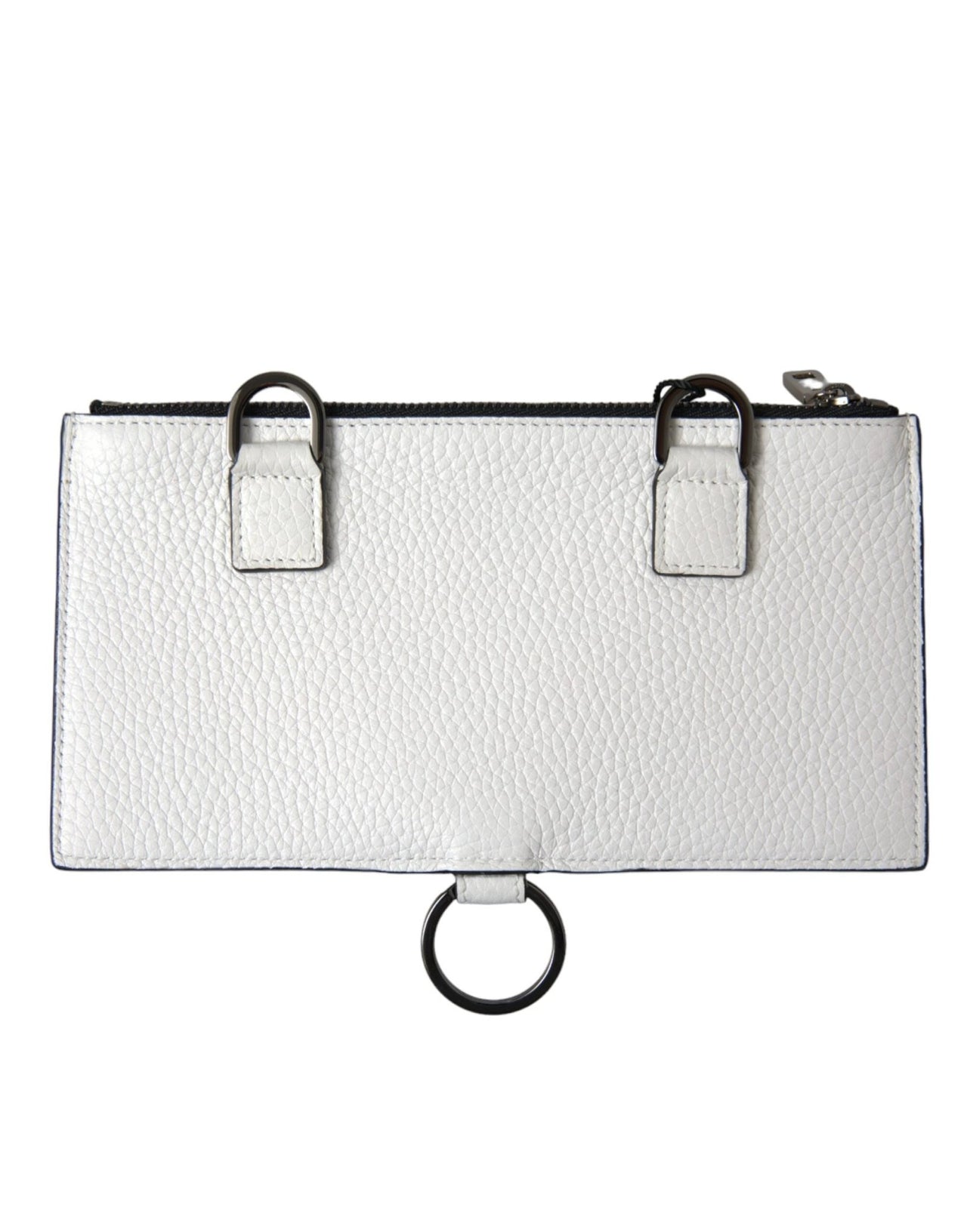 Luxour, Dolce & Gabbana Elegant White Leather Crossbody Cardholder, 