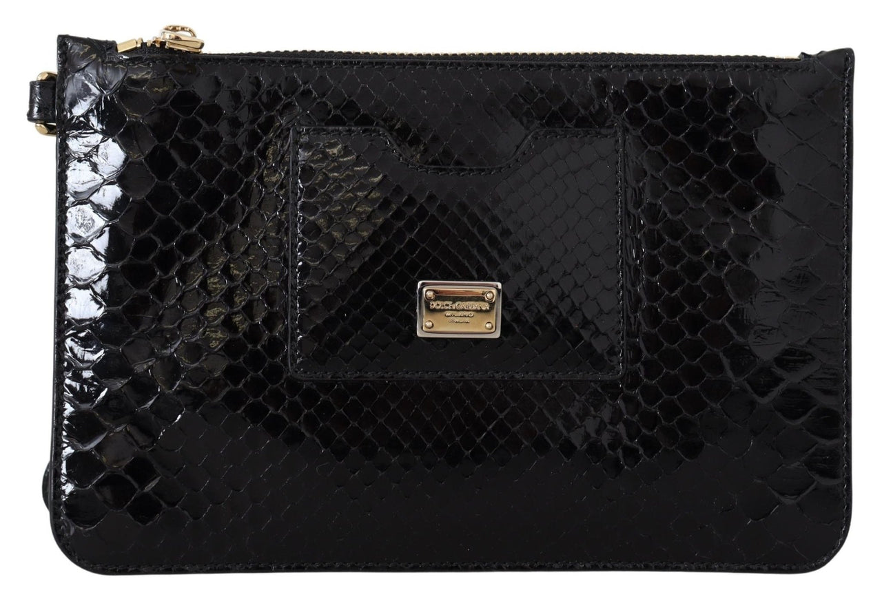 Dolce & Gabbana Exotic Leather Black Wristlet Wallet - Luxour