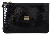 Thumbnail for Dolce & Gabbana Exotic Leather Black Wristlet Wallet - Luxour