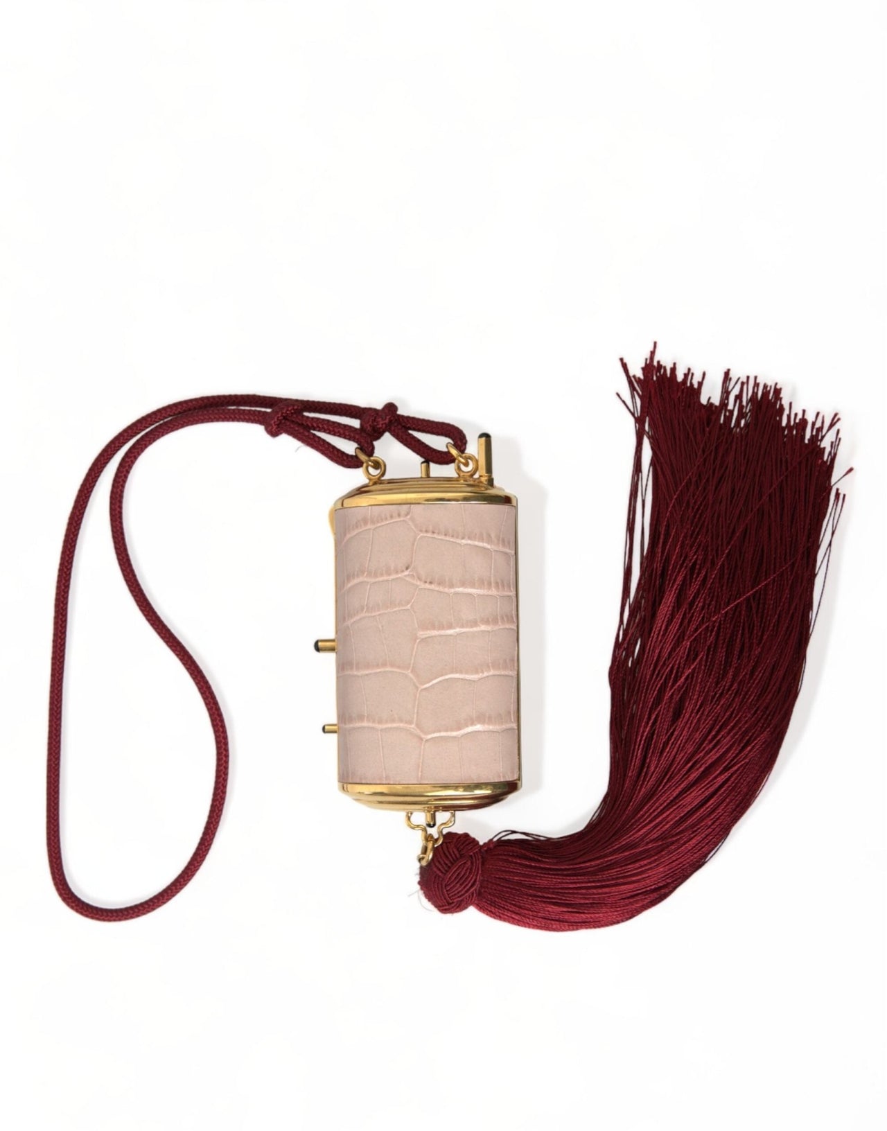 Dolce & Gabbana Exotic Pink Leather Mini Mirror Bag with Tassel - Luxour