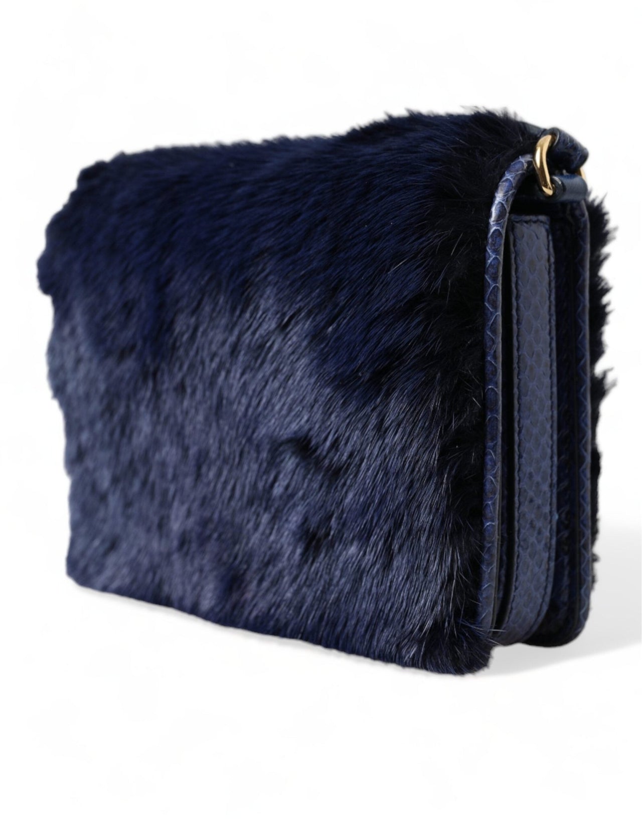 Dolce & Gabbana Exquisite Blue Mink Fur Shoulder Bag - Luxour