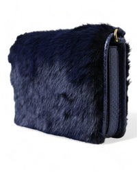 Thumbnail for Dolce & Gabbana Exquisite Blue Mink Fur Shoulder Bag - Luxour