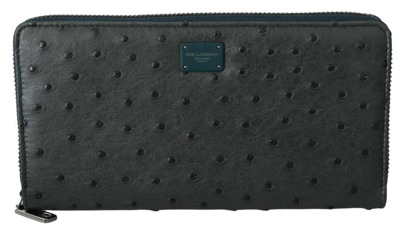 Dolce & Gabbana Exquisite Green Ostrich Leather Continental Wallet - Luxour