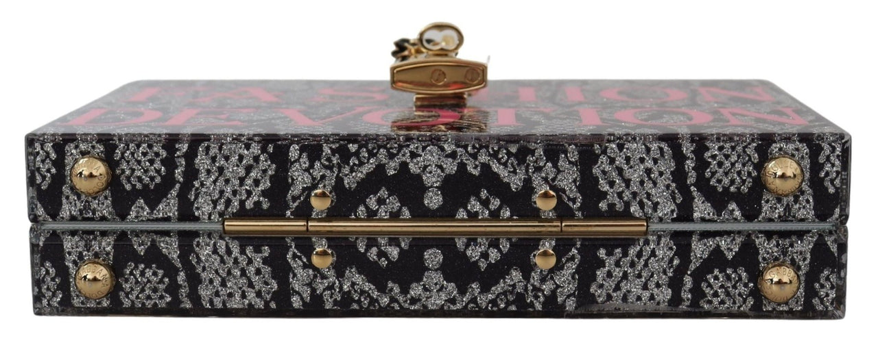 Luxour, Dolce & Gabbana Gray Resin Dolce Box Clutch with Gold Details, 