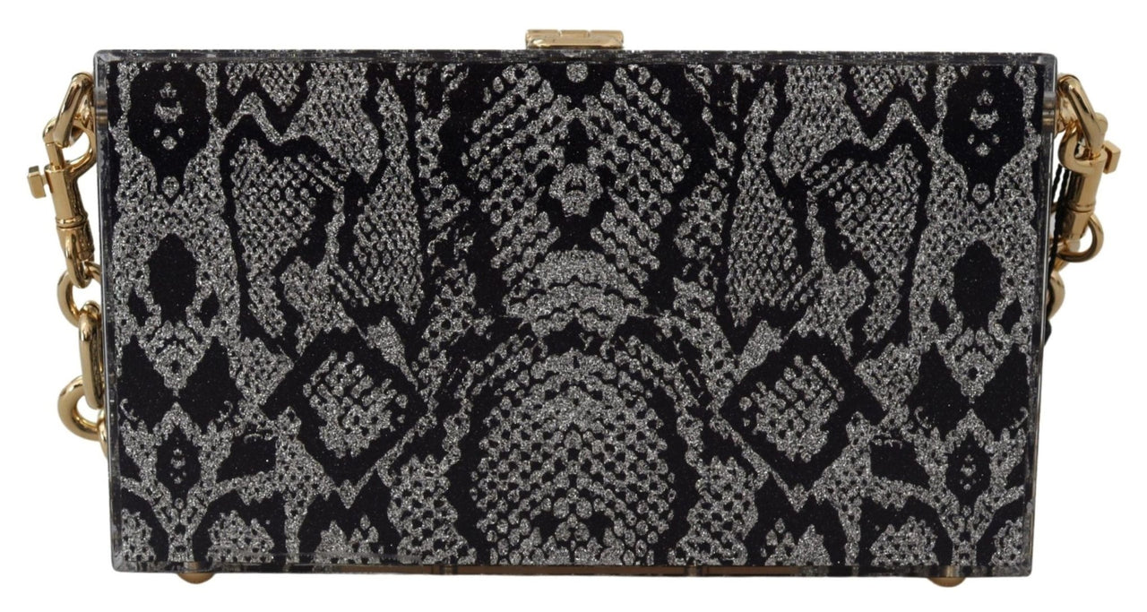 Luxour, Dolce & Gabbana Gray Resin Dolce Box Clutch with Gold Details, 