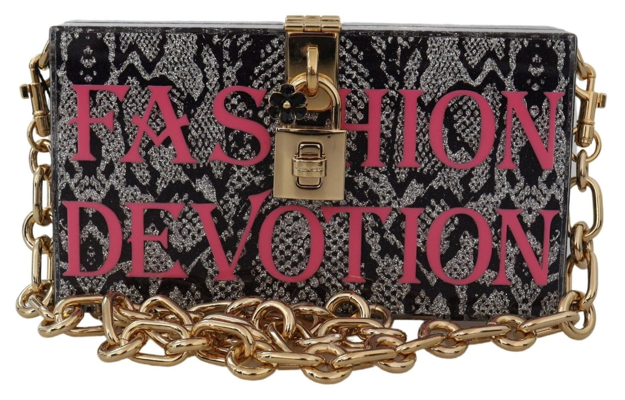 Dolce & Gabbana Gray Resin Dolce Box Clutch with Gold Details - Luxour