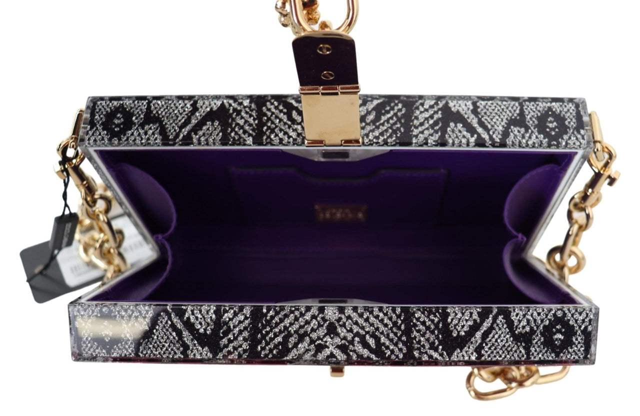 Luxour, Dolce & Gabbana Gray Resin Dolce Box Clutch with Gold Details, 