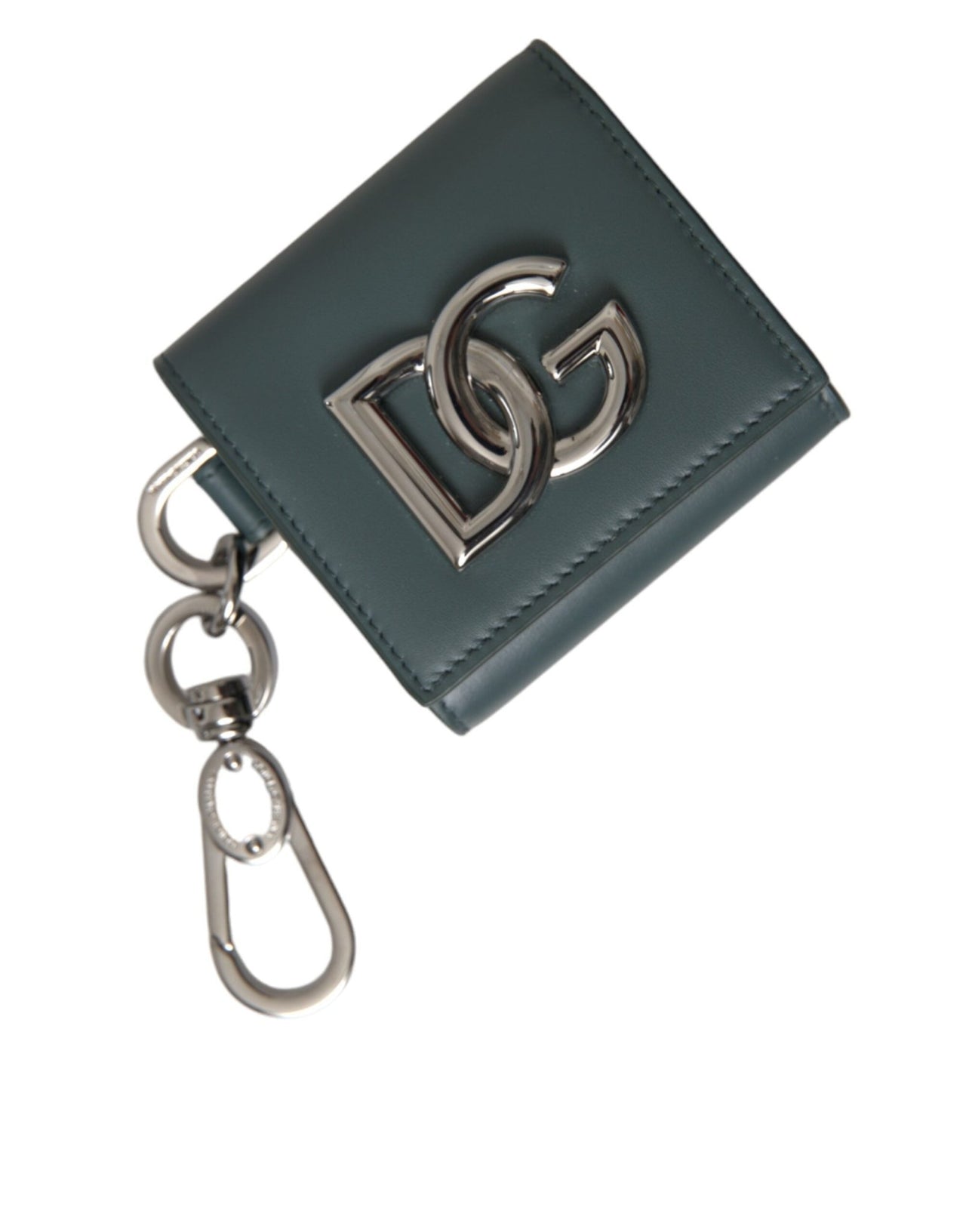 Dolce & Gabbana Green Leather DG Logo Keyring Coin Purse Keyring Wallet - Luxour