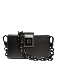 Thumbnail for Dolce & Gabbana Metallic Gray DG BOX Leather Shoulder Chain Strap Bag - Luxour