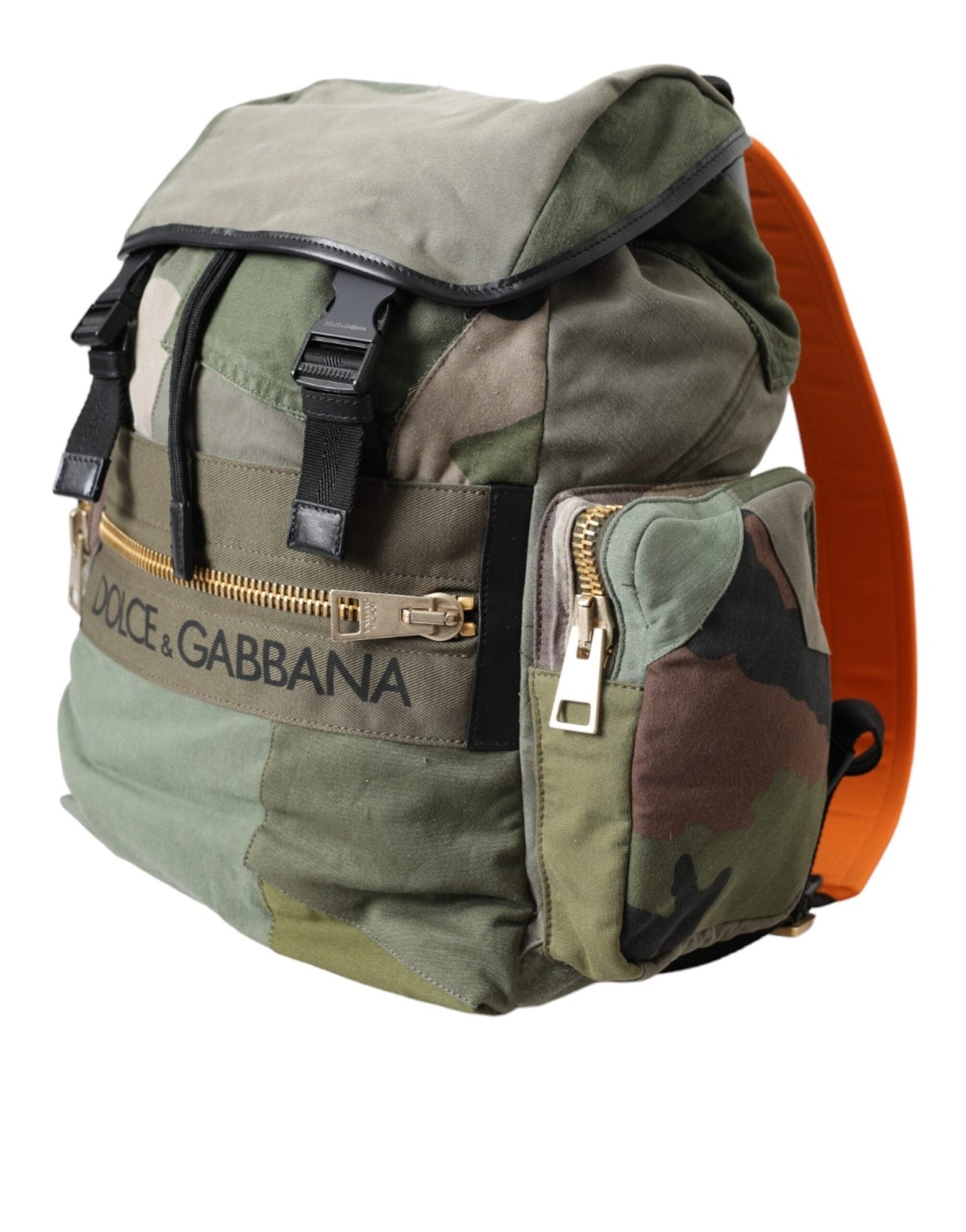 Dolce & Gabbana Military Green Patchwork Rucksack Backpack Bag - Luxour