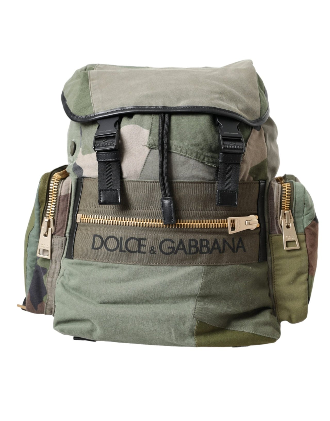 Dolce & Gabbana Military Green Patchwork Rucksack Backpack Bag - Luxour