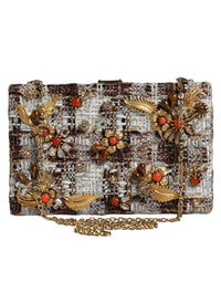 Thumbnail for Dolce & Gabbana Multicolor Tweed Floral Clutch Crossbody Bag - Luxour