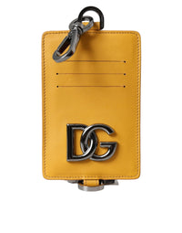 Thumbnail for Dolce & Gabbana Orange Calf Leather Credit Card Holder Clip On Wallet - Luxour