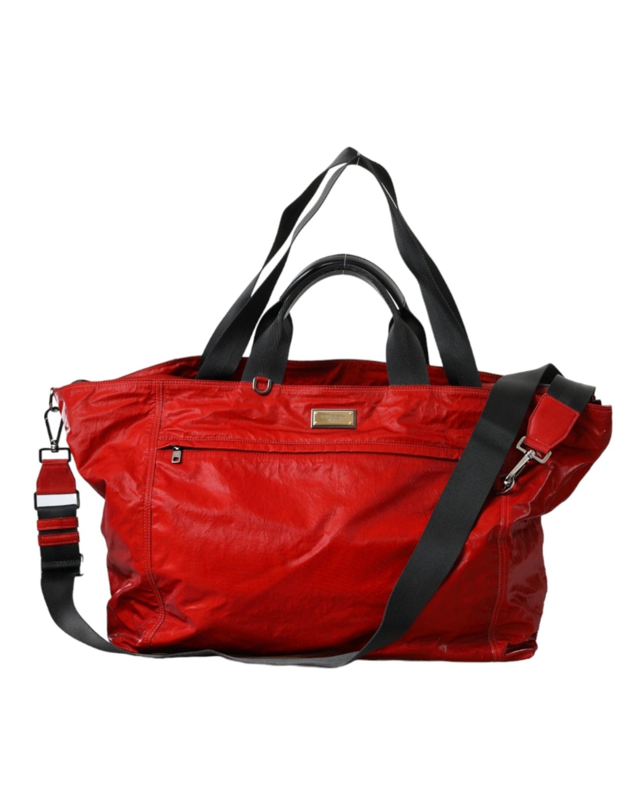 Dolce & Gabbana Red Nylon Calfskin Hand Shoulder Duffel Bag - Luxour