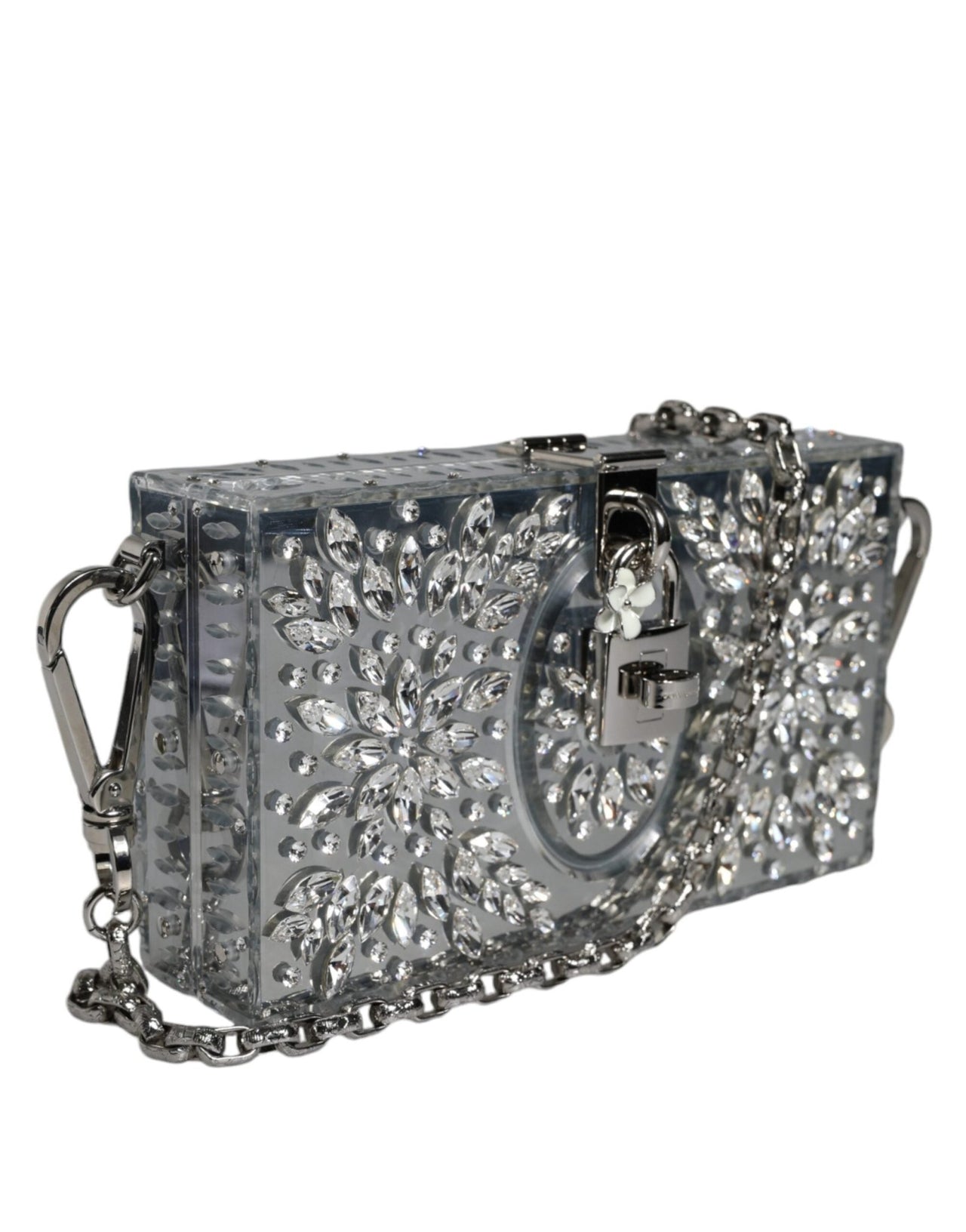 Dolce & Gabbana Silver Plexiglass Clutch Mini Evening Purse Bag - Luxour