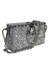 Thumbnail for Dolce & Gabbana Silver Plexiglass Clutch Mini Evening Purse Bag - Luxour