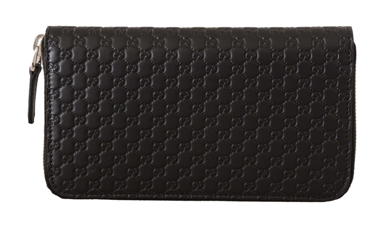 Gucci Elegant Black Leather Zip - Around Wallet - Luxour