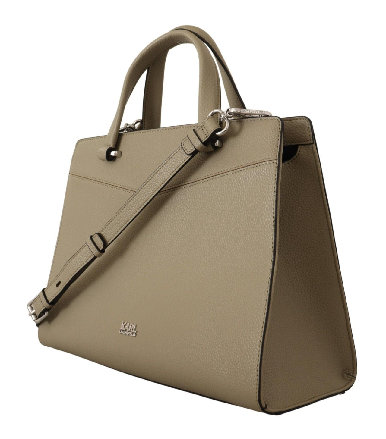 Karl Lagerfeld Enchanting Sage Green Leather Tote - Luxour