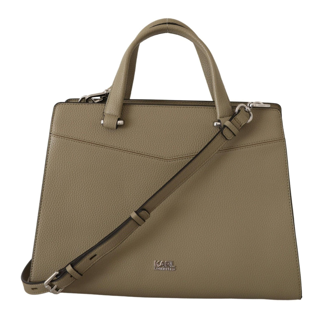 Karl Lagerfeld Enchanting Sage Green Leather Tote - Luxour