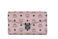 Thumbnail for MCM Medium Soft Pink Signature Diamond Logo Leather Clutch Crossbody Handbag - Luxour