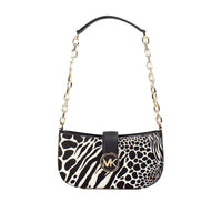 Thumbnail for Michael Kors Carmen Small Black Haircalf Pouchette Shoulder Crossbody Bag - Luxour