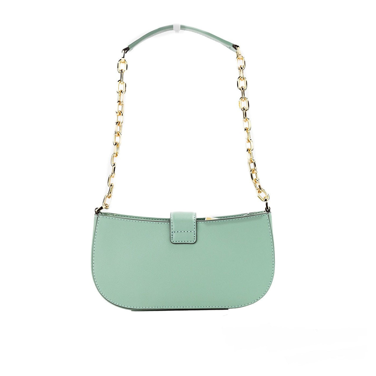 Michael Kors Carmen Small Sea Green Leather Pouchette Shoulder Crossbody Purse - Luxour