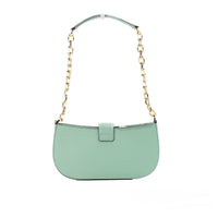 Thumbnail for Michael Kors Carmen Small Sea Green Leather Pouchette Shoulder Crossbody Purse - Luxour