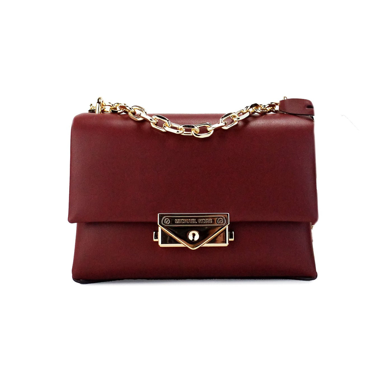 Michael Kors Cece Small Dark Cherry Vegan Leather Convertible Flap Crossbody Bag - Luxour