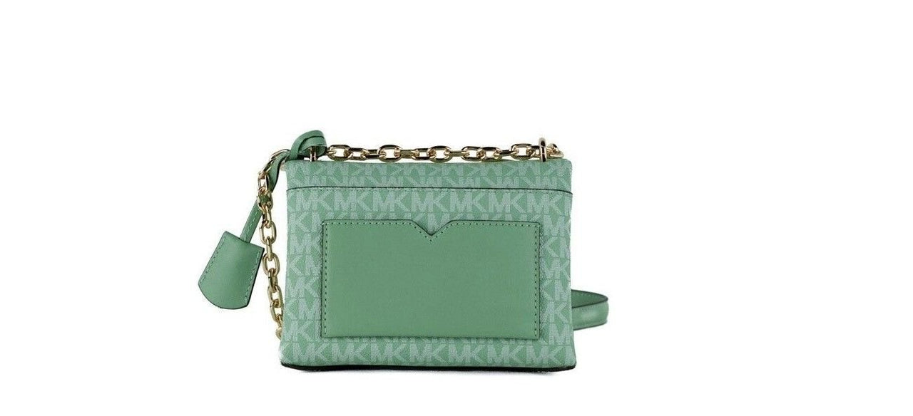 Michael Kors Cece Small Sea Green Signature PVC Convertible Flap Crossbody Bag - Luxour