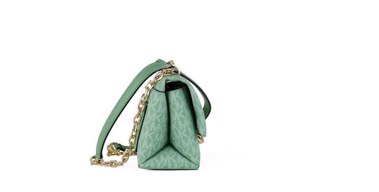 Michael Kors Cece Small Sea Green Signature PVC Convertible Flap Crossbody Bag - Luxour